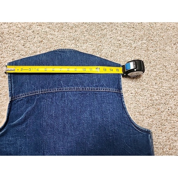 Vintage 80s Carhartt Denim Vest Men's  Large Tall Sherpa Lined Workwear Snap USA - Picture 12 of 16
